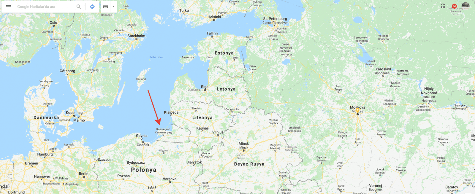 Kaliningrad şehri harita